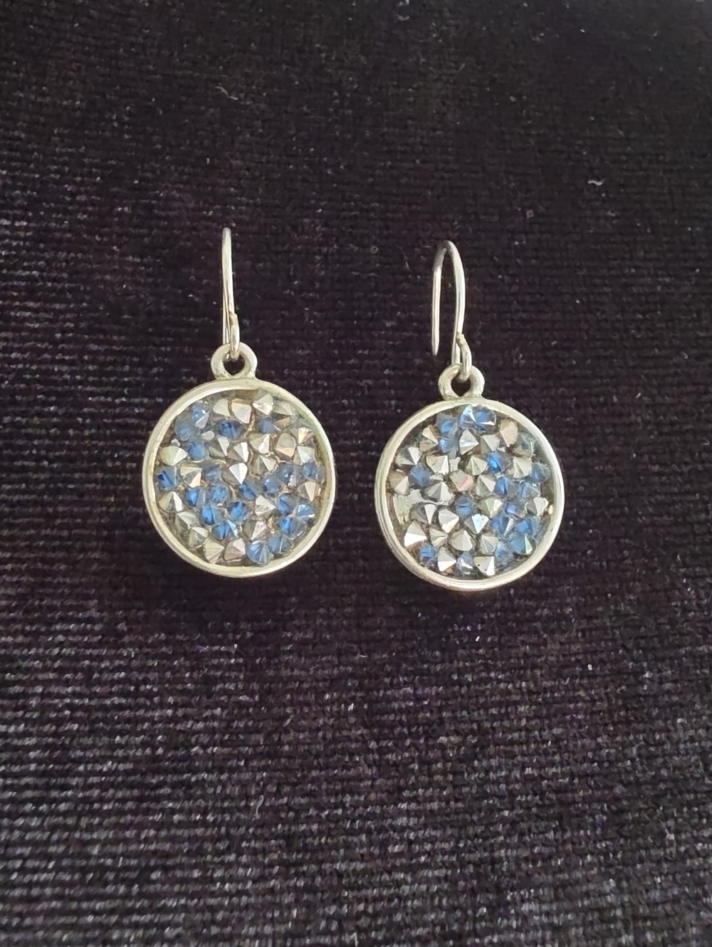Kenneth Cole Silver-Tone Round Drop Earrings with Blue Crystals